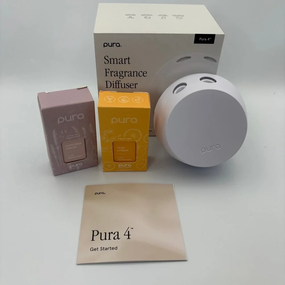 Pura 4 Smart Fragrance Diffuser New Open Box w/ 2 Refills Lavender Yuzu Citron